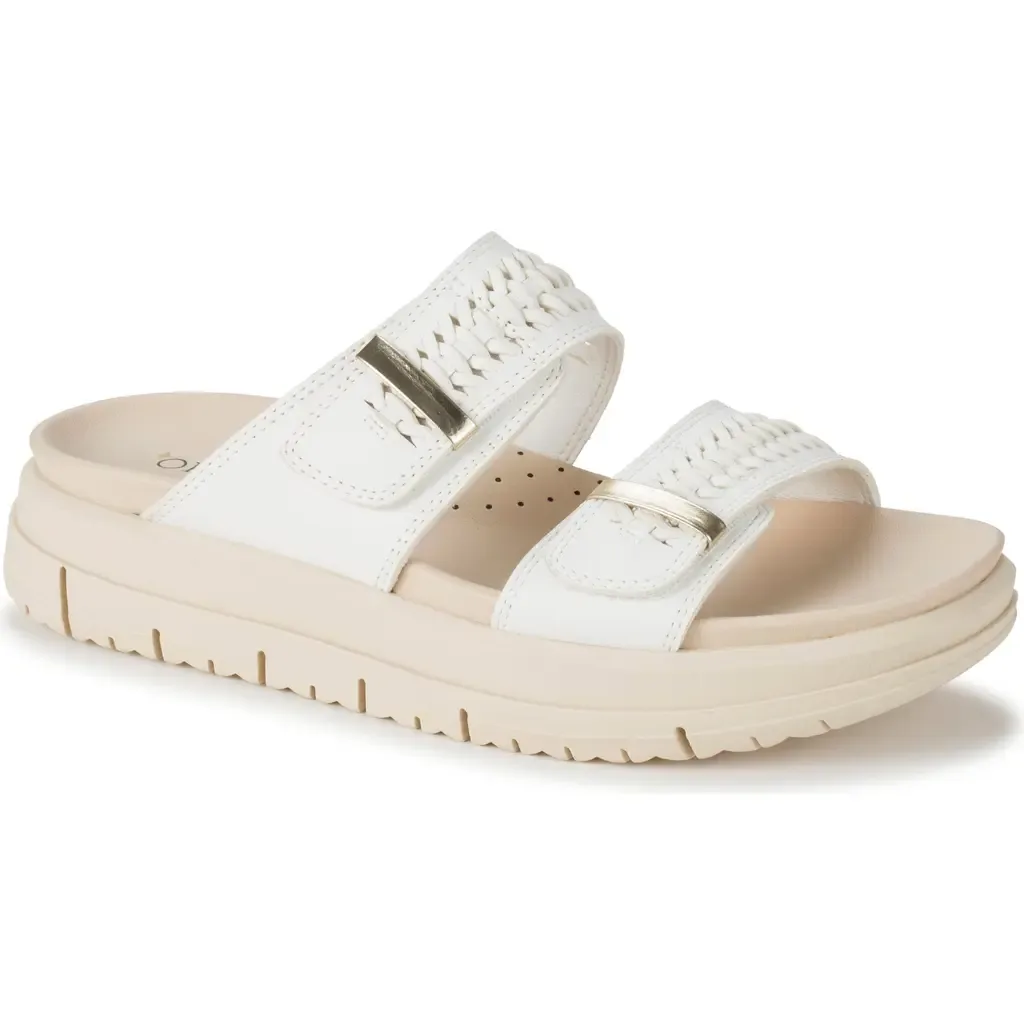 Haliah Slide Sandal in White Leather by Baretraps Origins