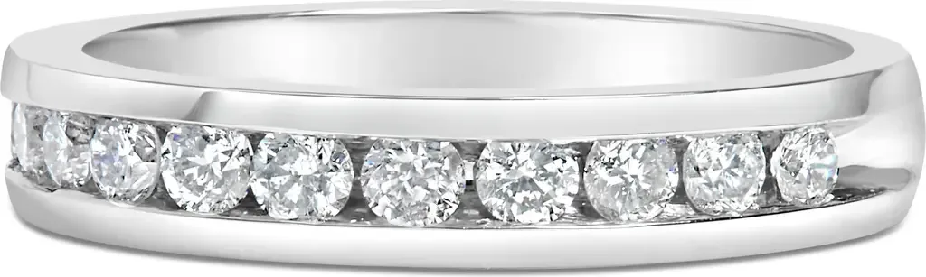 IGI Certified 18K Gold 1/2 Cttw Diamond Eternity Wedding Band Ring in White Gold by Haus of Brilliance