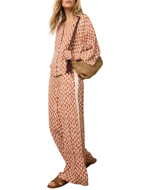 Geo Print Wide Leg Trousers by MINT VELVET