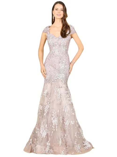 Cap Sleeve Mermaid Gown by LARA New York