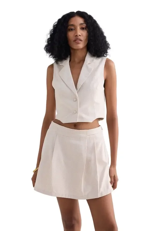 Cropped Cotton Tweed Vest Set by Reistor