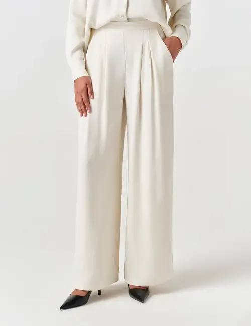 Andie Pleated Wide Leg Satin Trouser by Ghost London