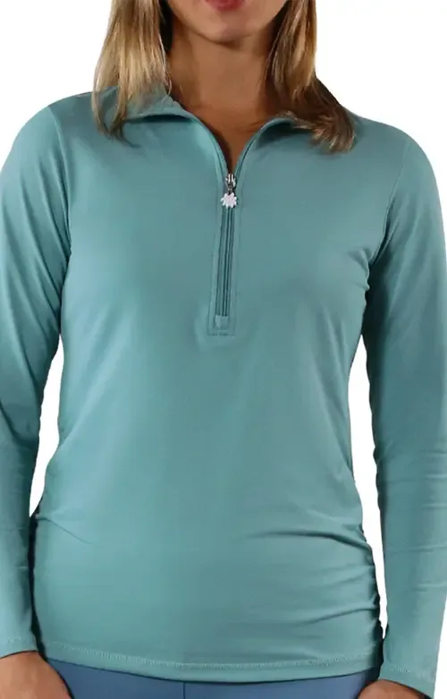 Long Sleeve Half Zip Ruched Sun Shirt by UV Skinz