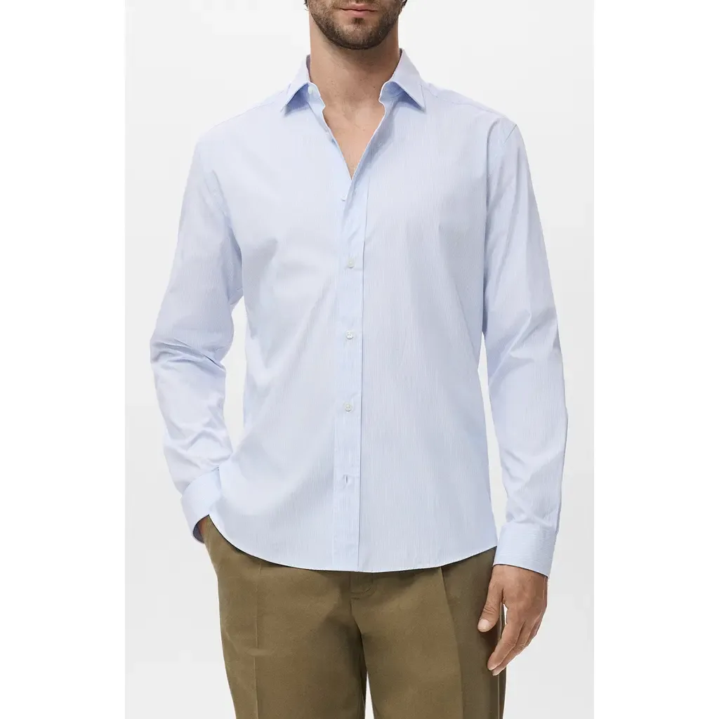Regular Fit Stripe Cotton Button-Up Shirt by MANGO