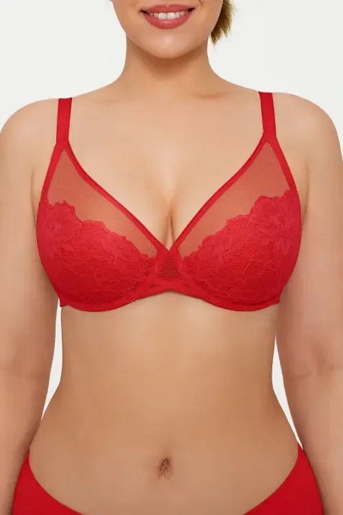 Lightweight Underwire Minimizer Lace Mesh Bra by Popilush