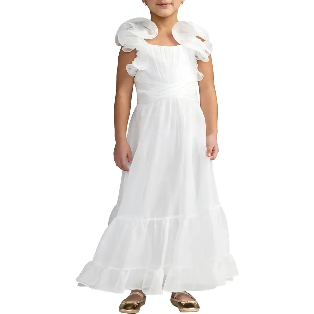 Chiffon Ruffled Shoulder Dress by Mac Duggal