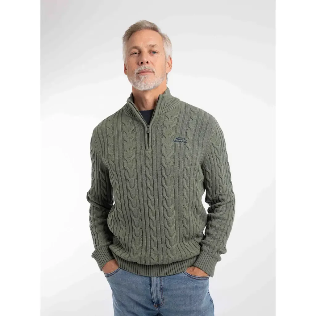 Heath 1/4 Zip Cable Knit Jumper by Weird Fish