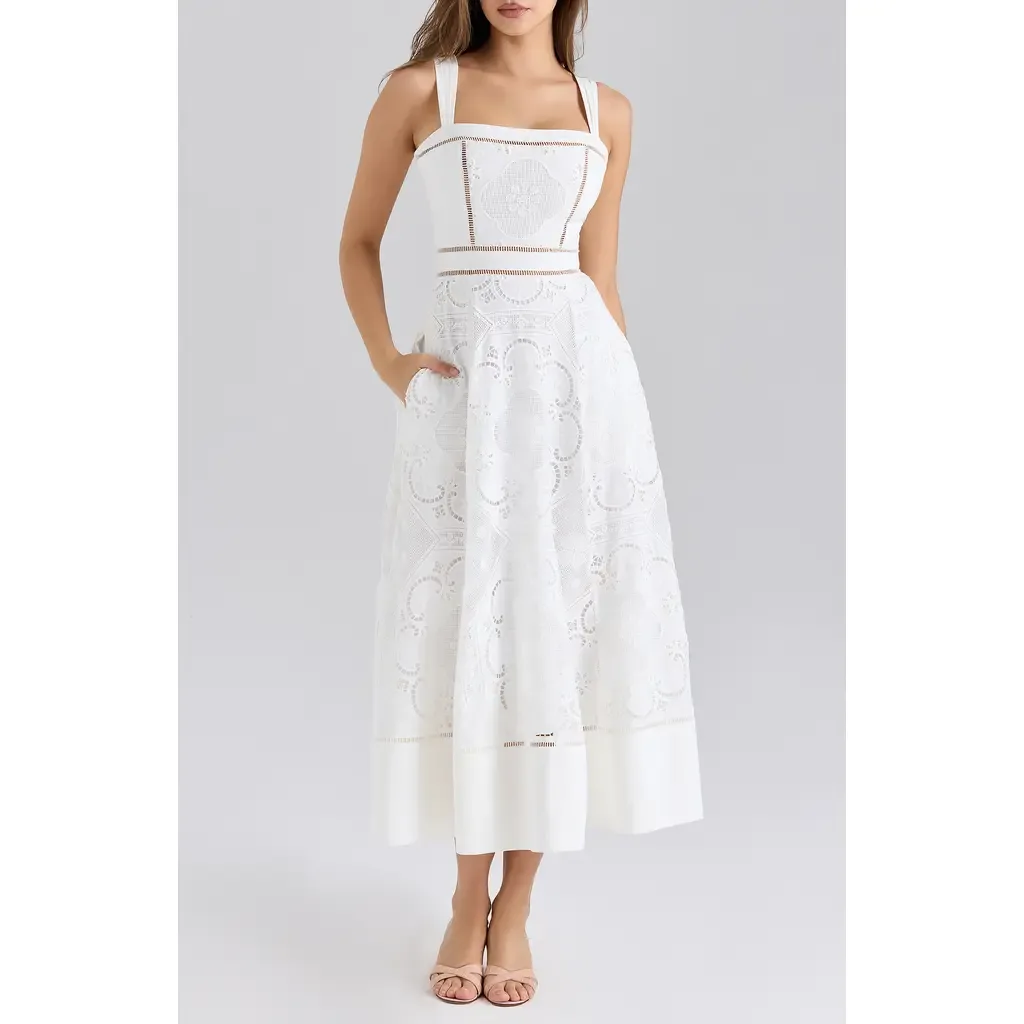 Ava Embroidered A-Line Dress by HOUSE OF CB