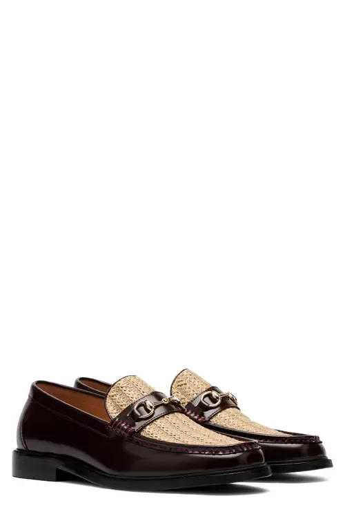 Boardwalk Bit Loafer in Burgundy/Raffia by MARC NOLAN
