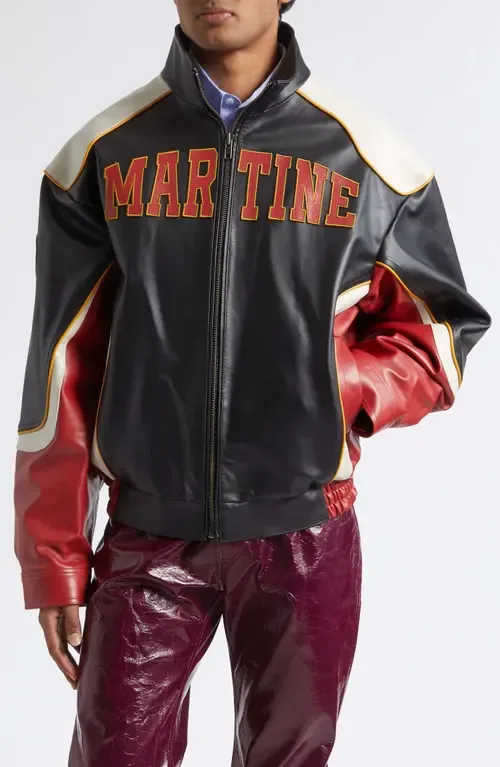 Bowl Game Oversize Colorblock Leather Jacket by Martine Rose