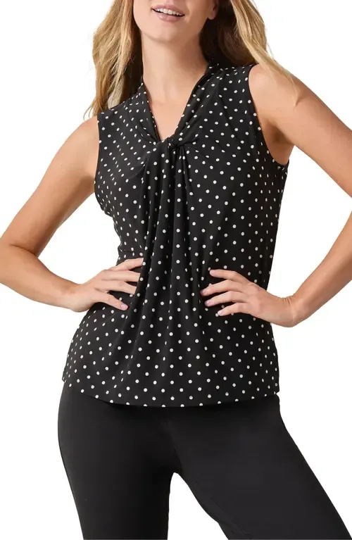 Polka Dot Knot Front Sleeveless Jersey Top by KASPER
