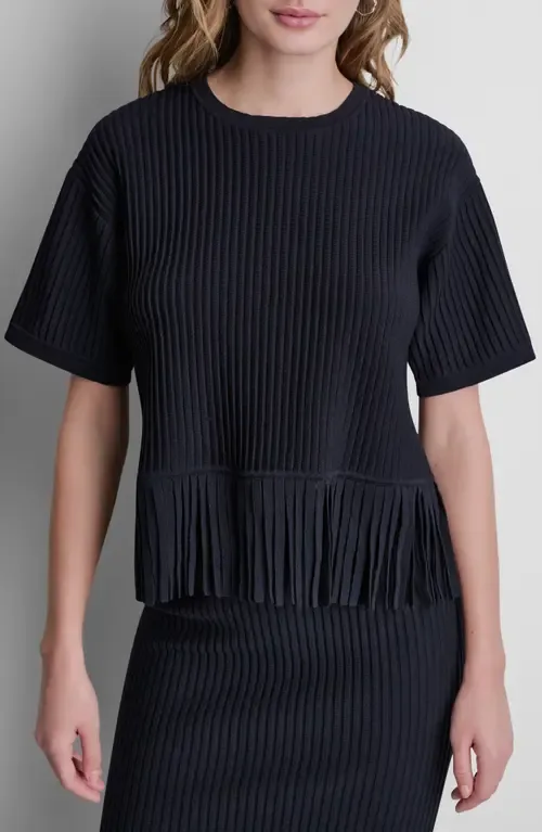 Fringe Short Sleeve Sweater by DKNY