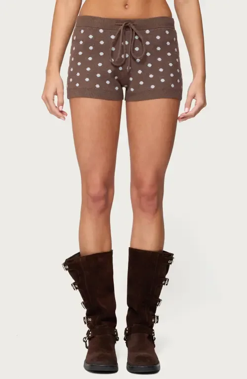 Kenny Polka Dot Knit Drawstring Shorts by EDIKTED