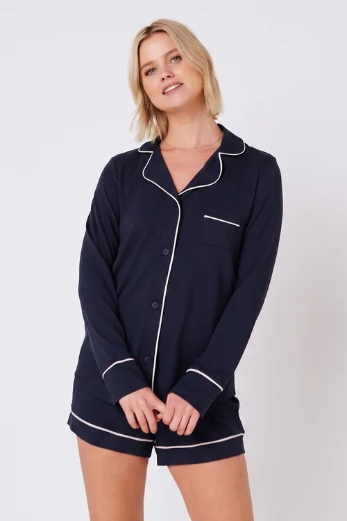 Pima Knit Long Sleeved Short Set by The Cat's Pajamas