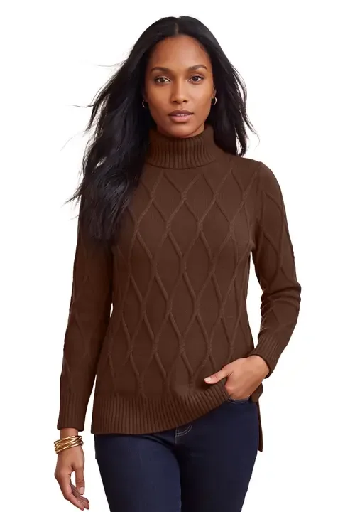 Cable Turtleneck Sweater by Jessica London