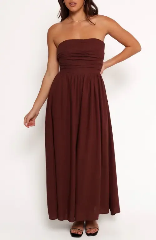 Kayt Strapless Linen Blend Maxi Sundress by Petal & Pup