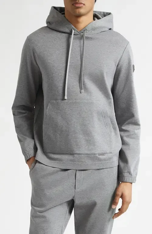 Leather Logo Patch Cotton Blend Hoodie by Moncler