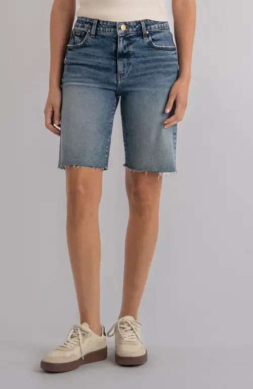 Hailey Raw Hem High Waist Denim Bermuda Shorts by KUT from the Kloth