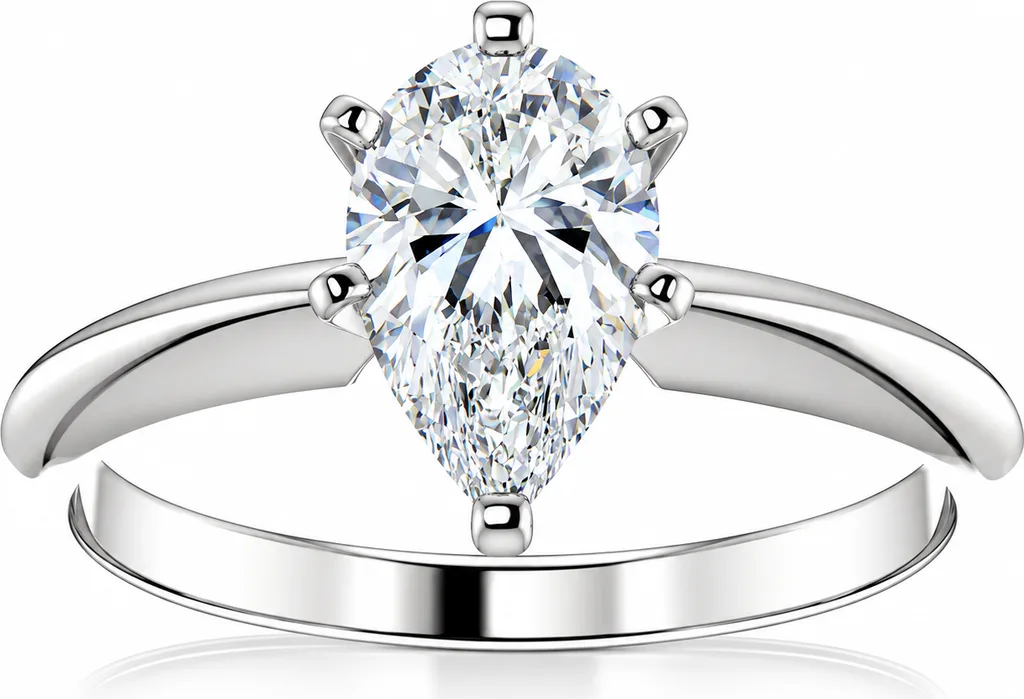 1 ct Pear Shape Diamond Engagement Ring Lab Grown 14k Gold by Bliss Diamond