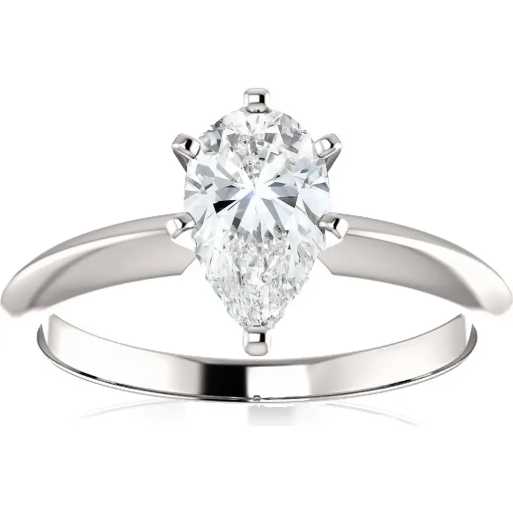 1 ct Pear Shape Diamond Engagement Ring Lab Grown 14k Gold by Bliss Diamond