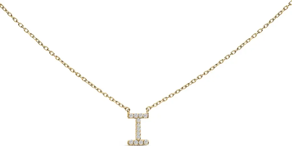 10K Yellow Gold Diamond Accent "A-Z" Block Initial Pendant Necklace