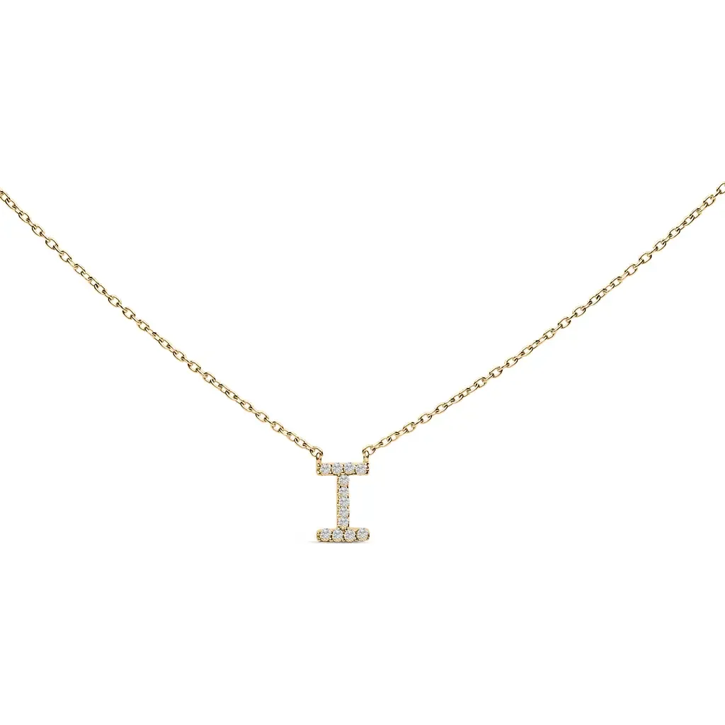 10K Yellow Gold Diamond Accent "A-Z" Block Initial Pendant Necklace by Haus of Brilliance