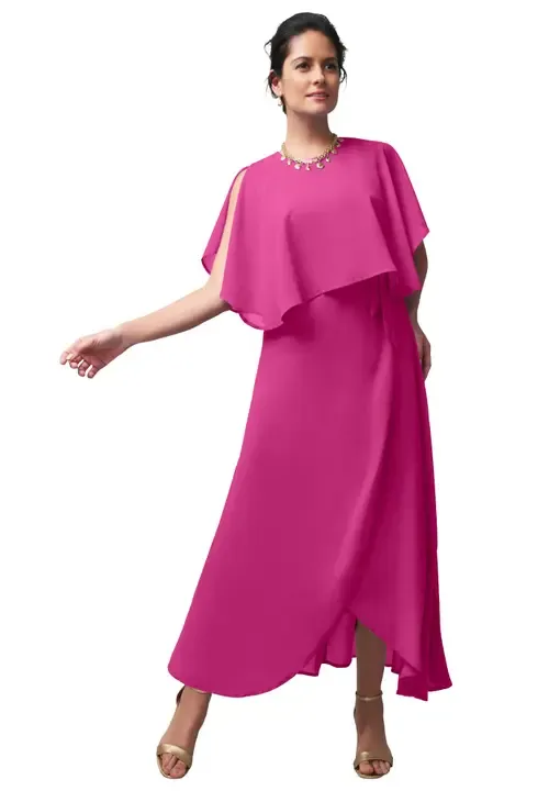Georgette Maxi Cape Sleeve Dress by Jessica London