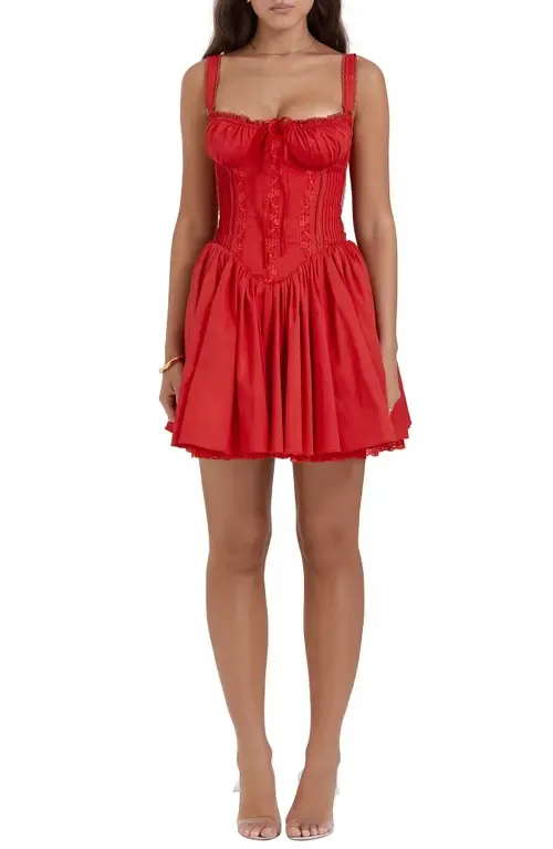 Pintuck Lace Trim Babydoll Dress by HOUSE OF CB