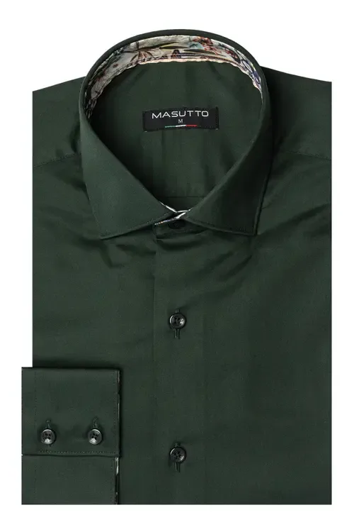 Aria Solid Button-Up Long Sleeve Shirt by MASUTTO
