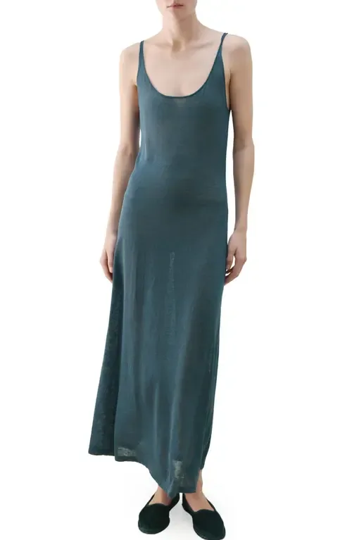 Linen Blend Midi Dress