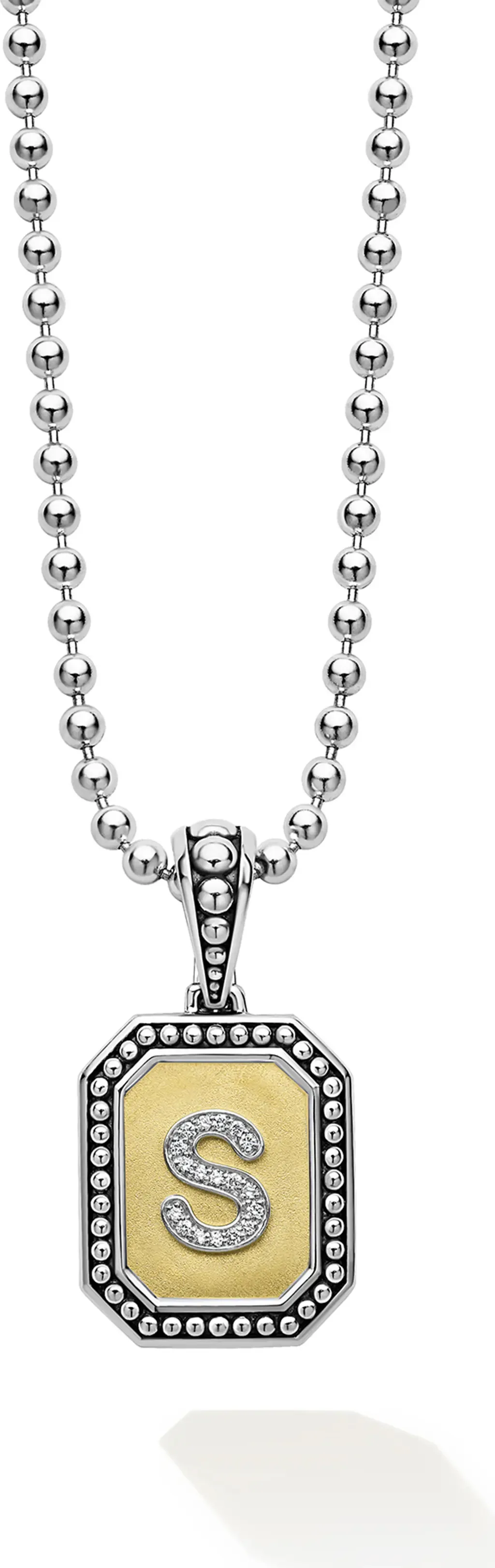 Signature Caviar Diamond Initial Pendant Necklace by LAGOS