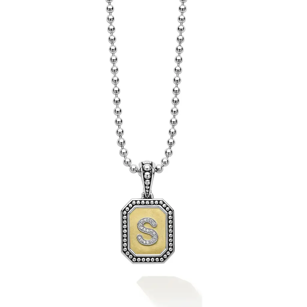 Signature Caviar Diamond Initial Pendant Necklace by LAGOS