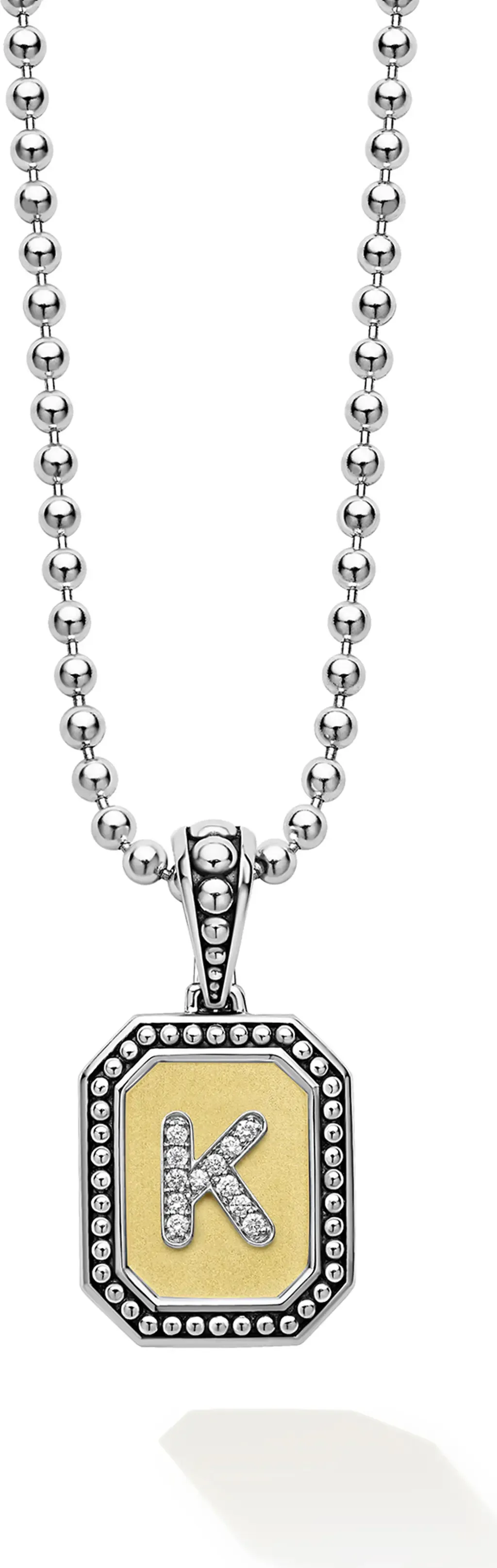 Signature Caviar Diamond Initial Pendant Necklace