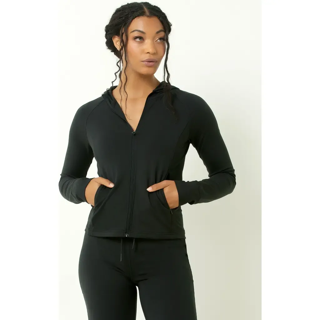 Sueded Full Zip Hooded Jacket by Single Stitch