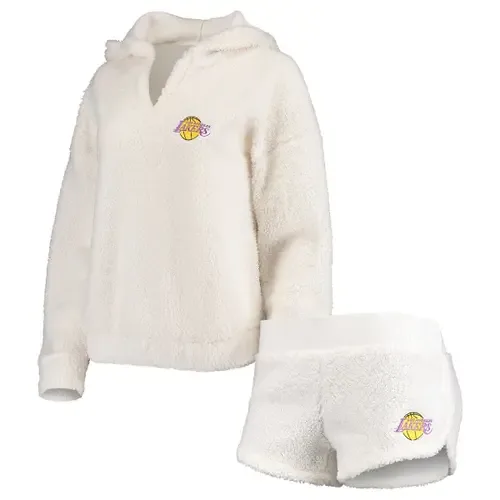 Concepts Sport Los Angeles Lakers Fluffy Long Sleeve Hoodie Top & Shorts Sleep Set by CONCEPTS SPORT