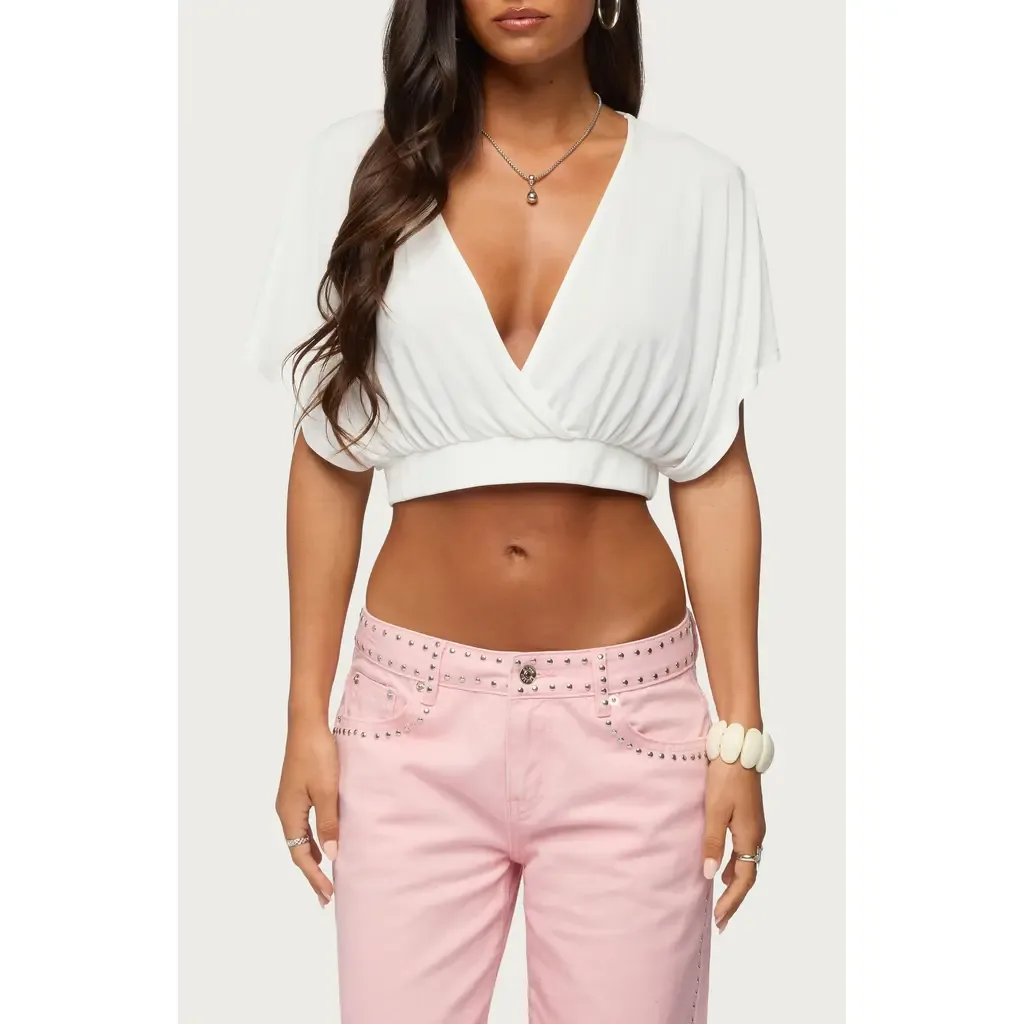 Candela V-Neck Crop Top by EDIKTED