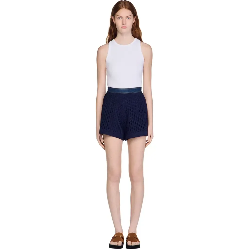 High-Waisted Crochet Shorts by SANDRO