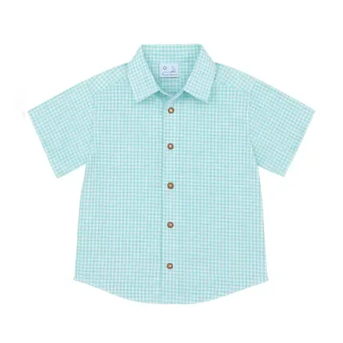 Gingham Linen Look Camp Shirt by Florence Eiseman