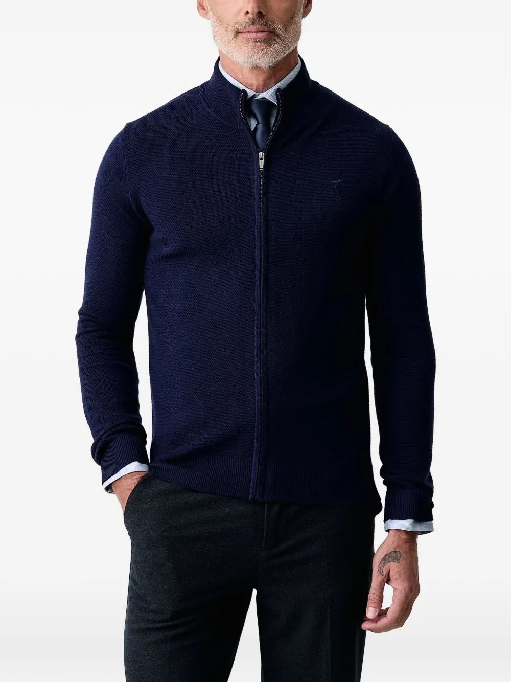 Zip-Up Textured-Knit Cardigan by Trussardi