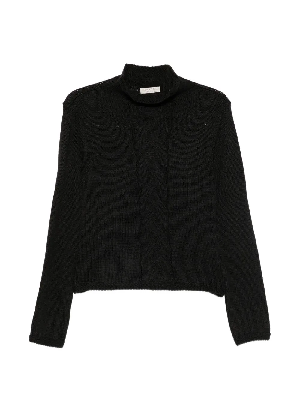 Cable-Knit High-Neck Sweater by Intrecci
