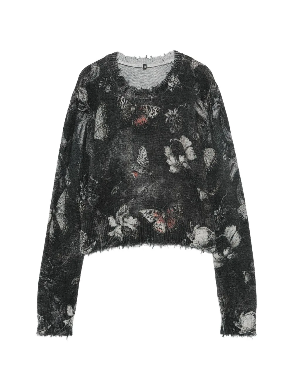Butterfly-Print Distressed Sweater by R13