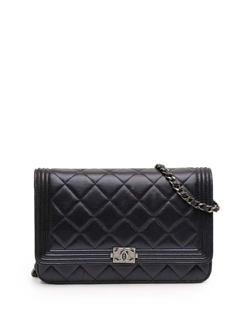 2014-2015 Quilted Lambskin Boy Wallet on Chain Crossbody Bag by CHANEL Pre-Owned