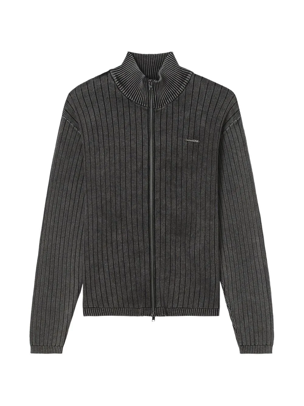 Ribbed-Knit Zip-Up Sweater by izzue