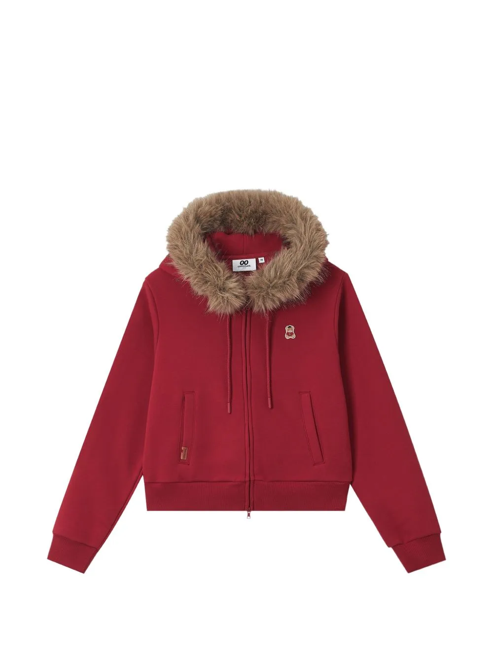 Faux-Fur Trim Zip-Up Hoodie by CHOCOOLATE