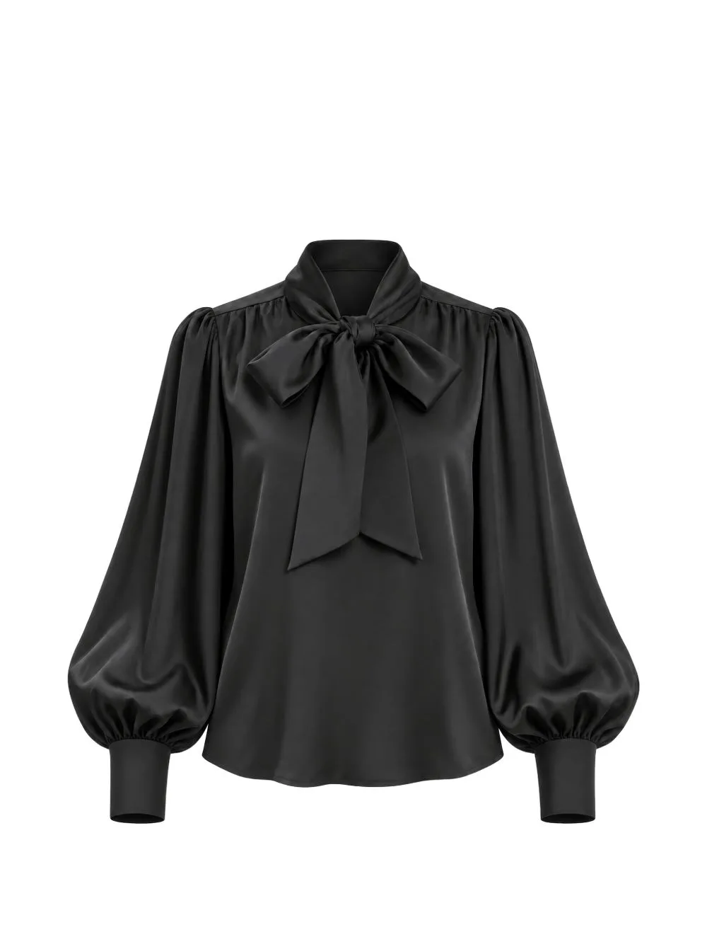 Pussy-Bow Puff-Sleeve Blouse by VICOLO