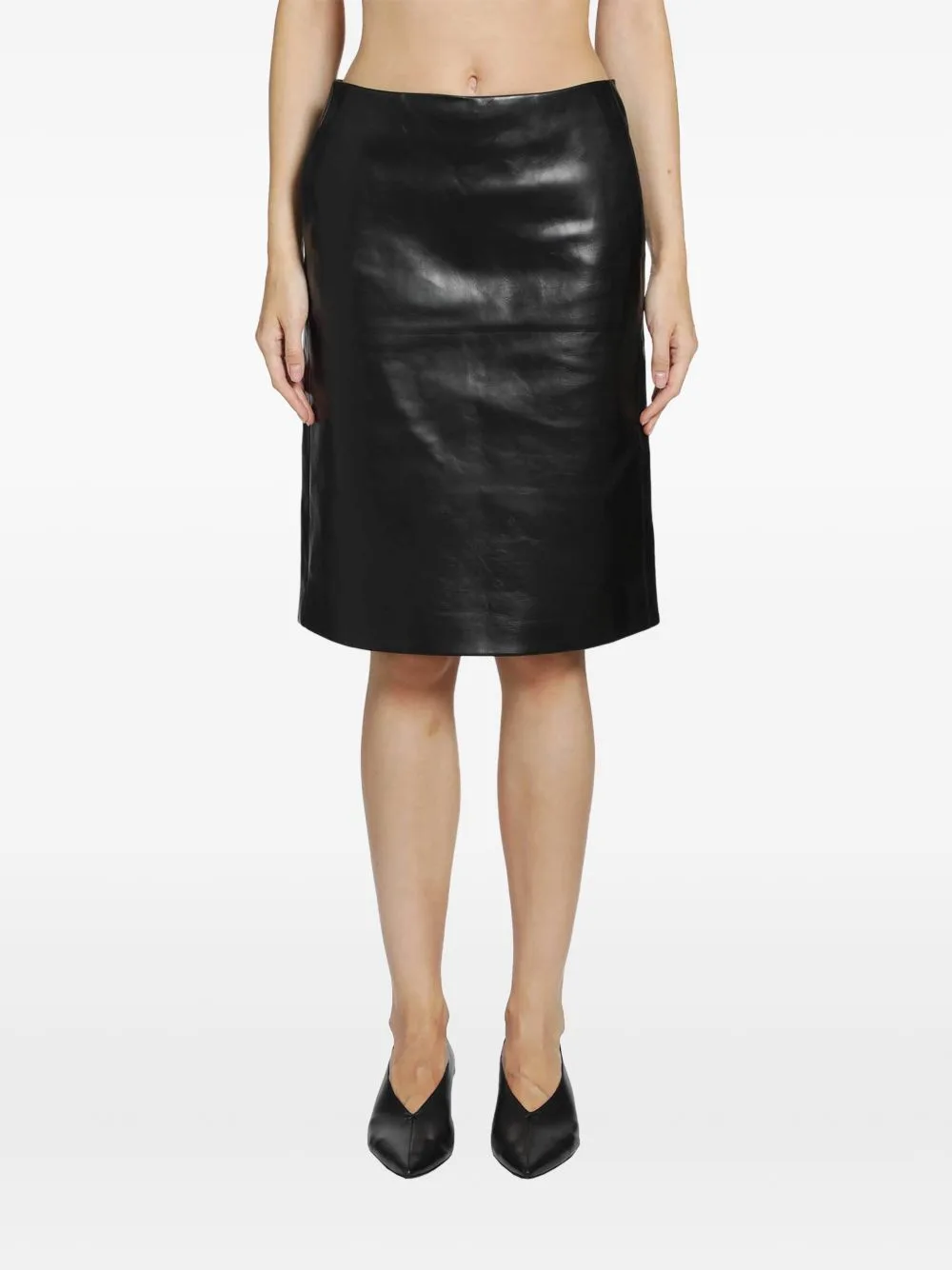 Leather Midi Skirt by Jil Sander