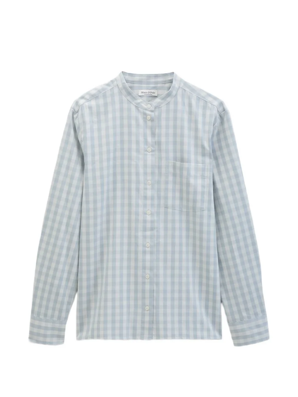 Gingham-Check Band-Collar Blouse by Marc O'Polo