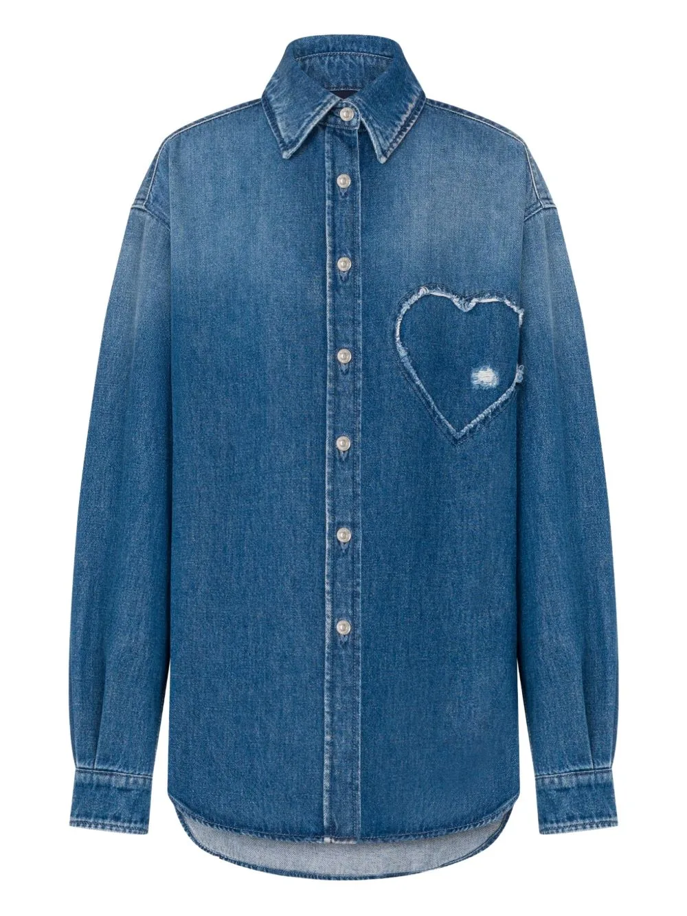 Heart-Detail Long-Sleeve Shirt by Moschino
