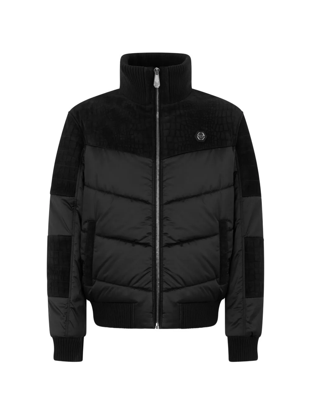 Matte Nylon Puffer Jacket with Cocco Inserts by Philipp Plein