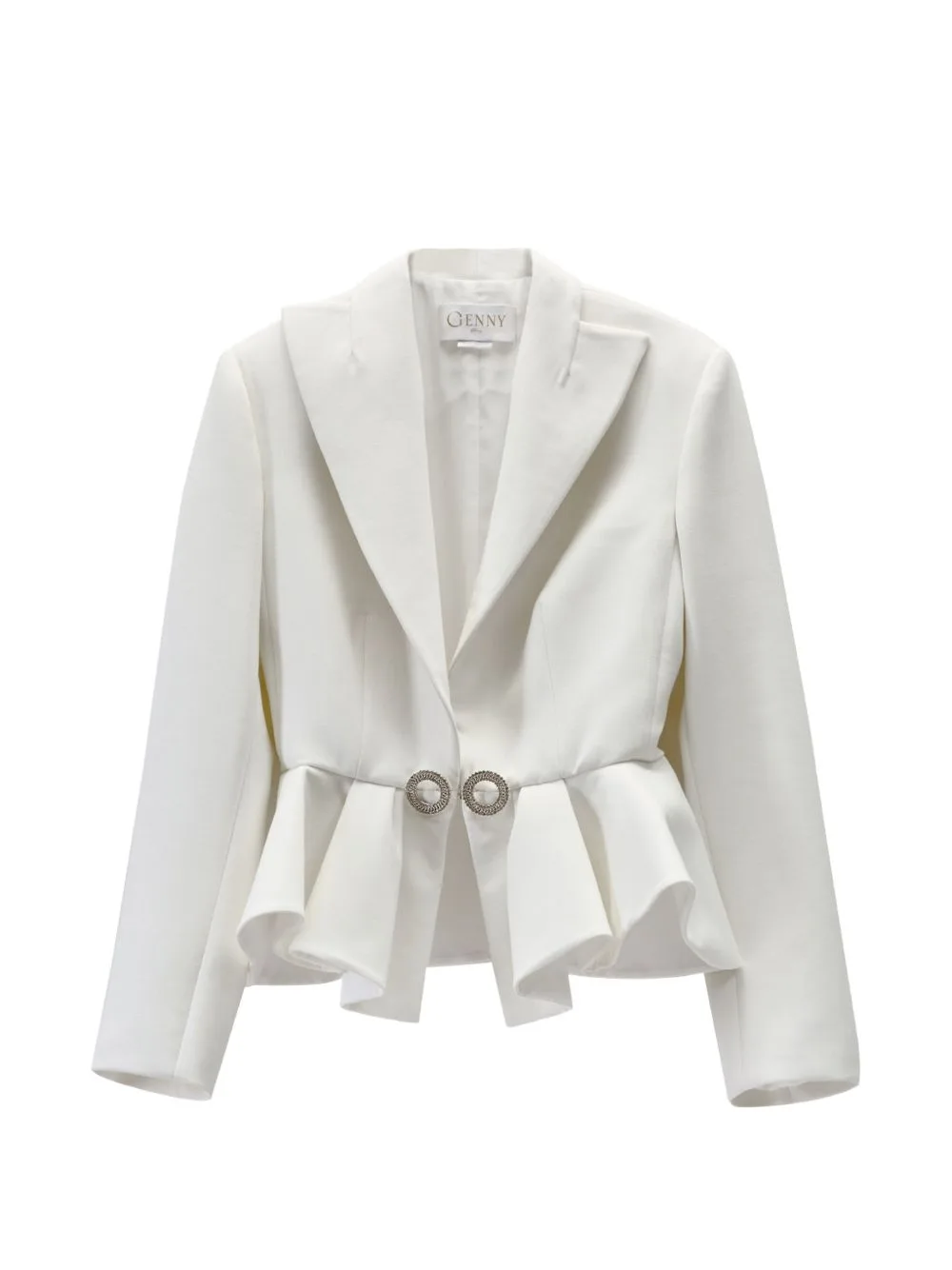 Ruffled-Hem Crystal-Embellished Jacket by Genny